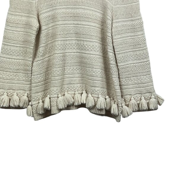 Kate Spade New York Beige Knit Sweater With Tassel Hem Medium - Picture 3 of 13